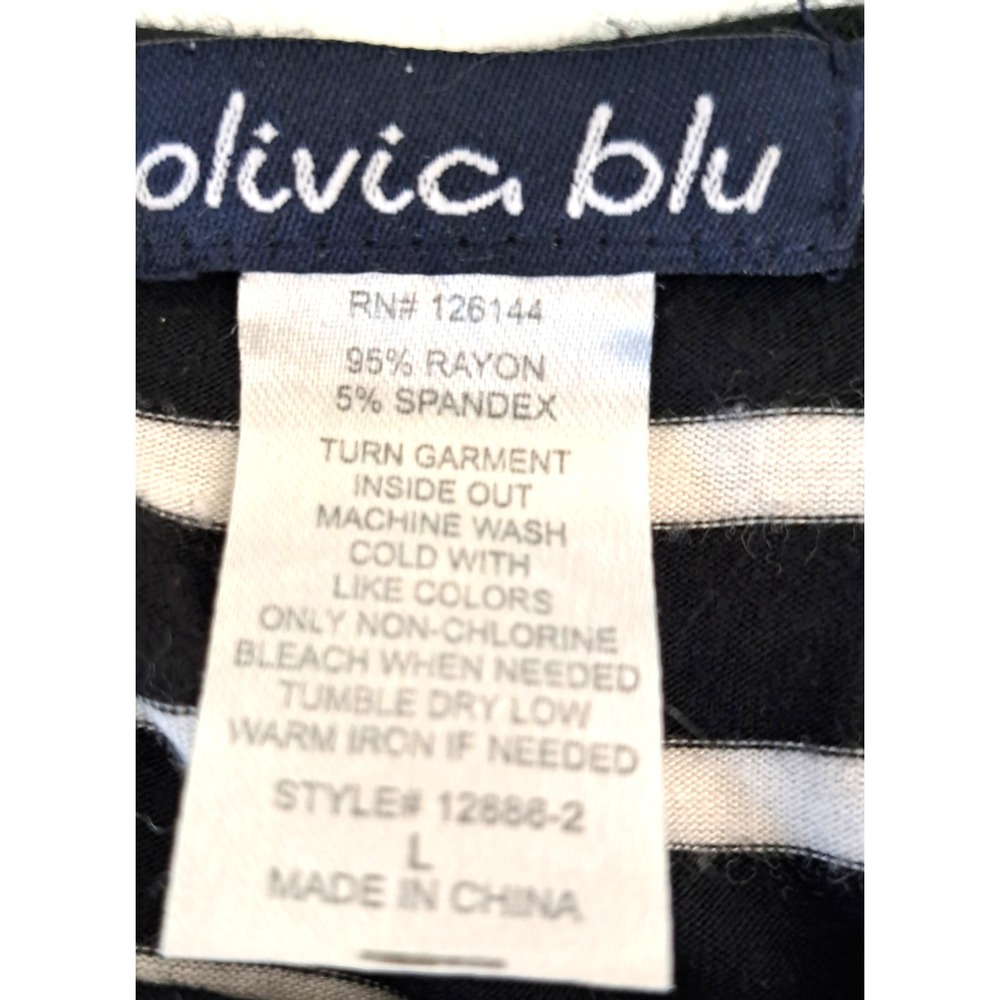 Olivia Blu Striped Shirt With Embroidered Flower Women's L Floral Spring Top - Picture 4 of 7